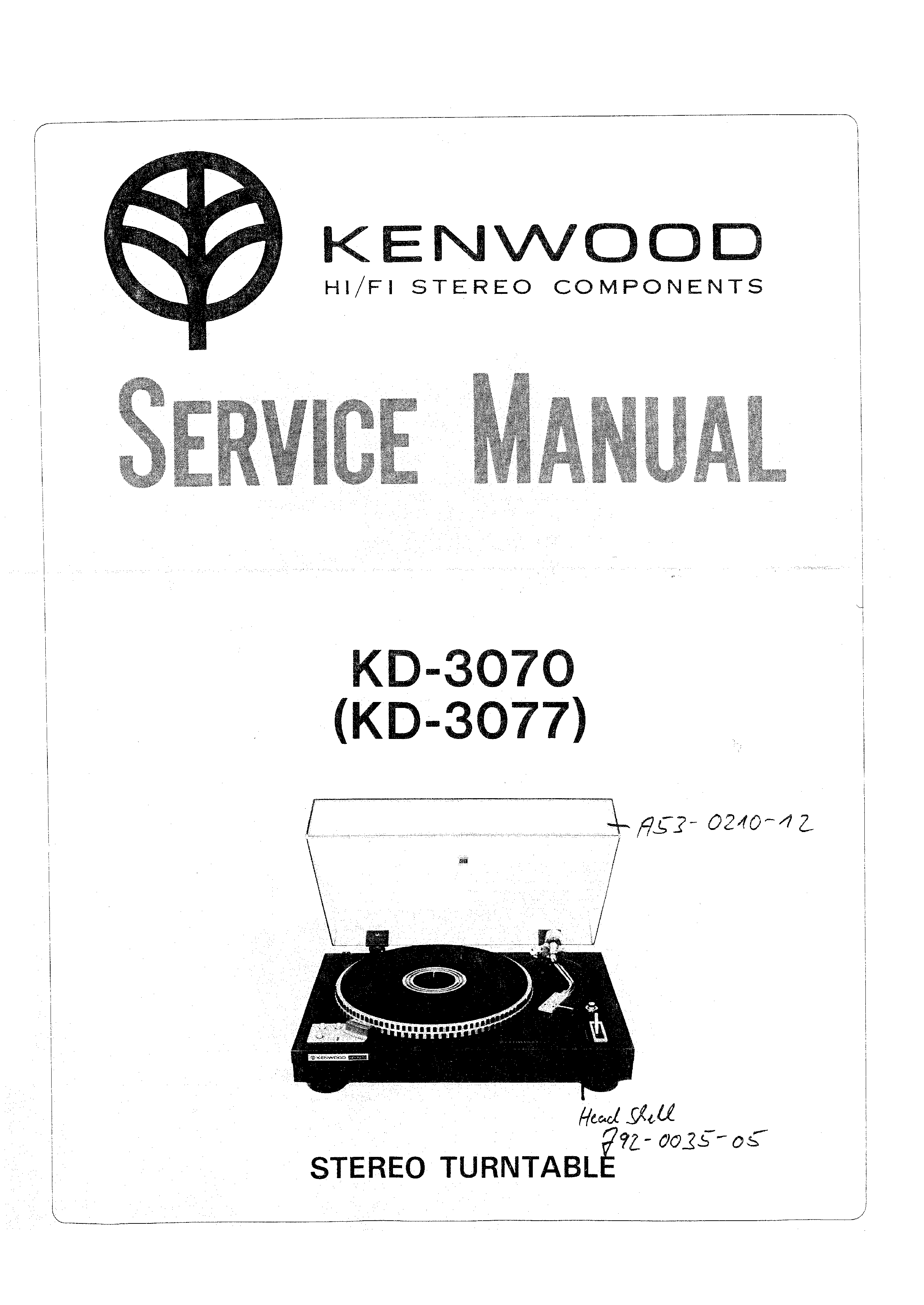 3070  3077  Copy Kenwood Service Manual für KD 