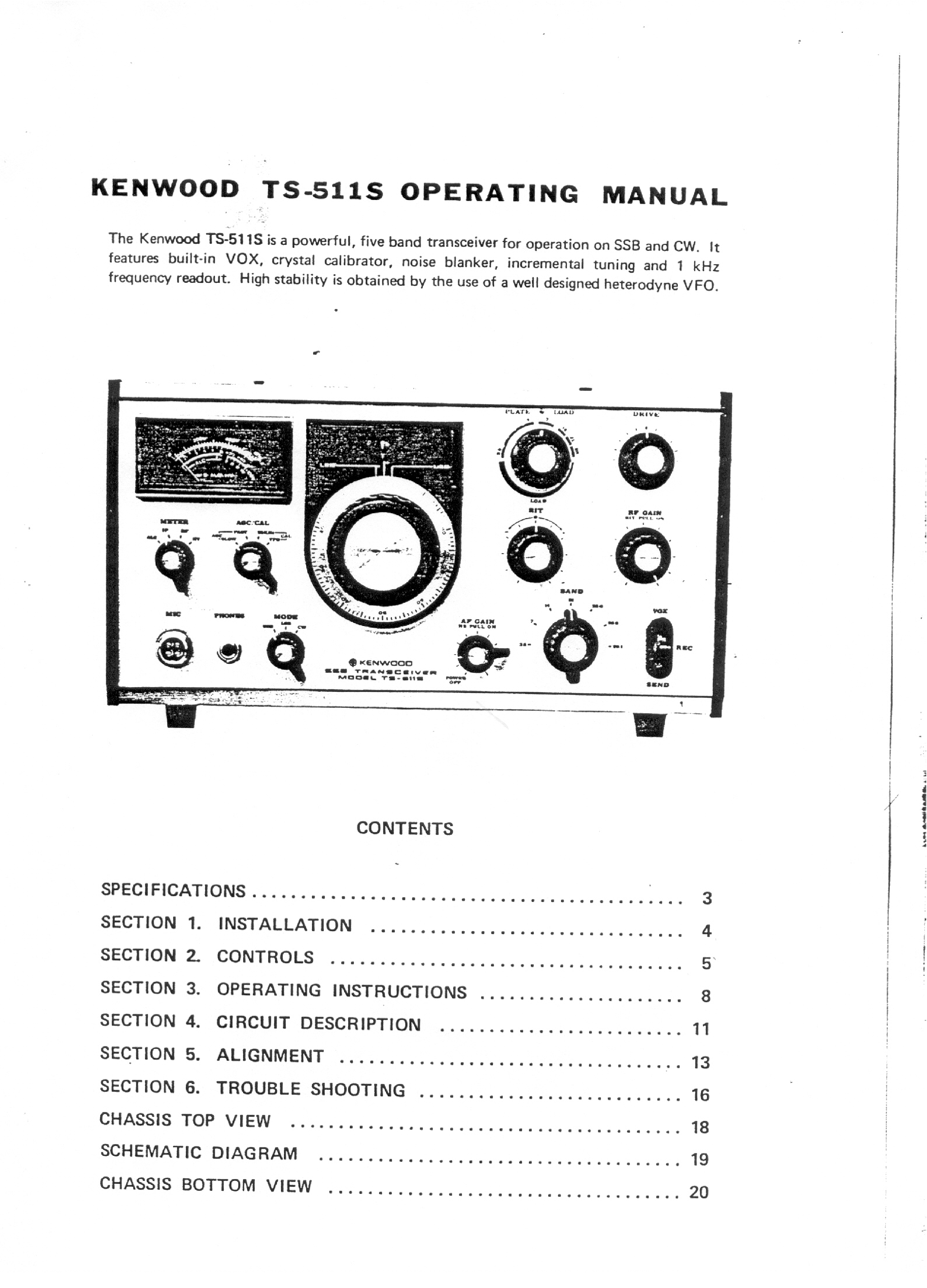 Details about   Kenwood SSB Transceiver Model TS-511S Operating Instruction Manual 