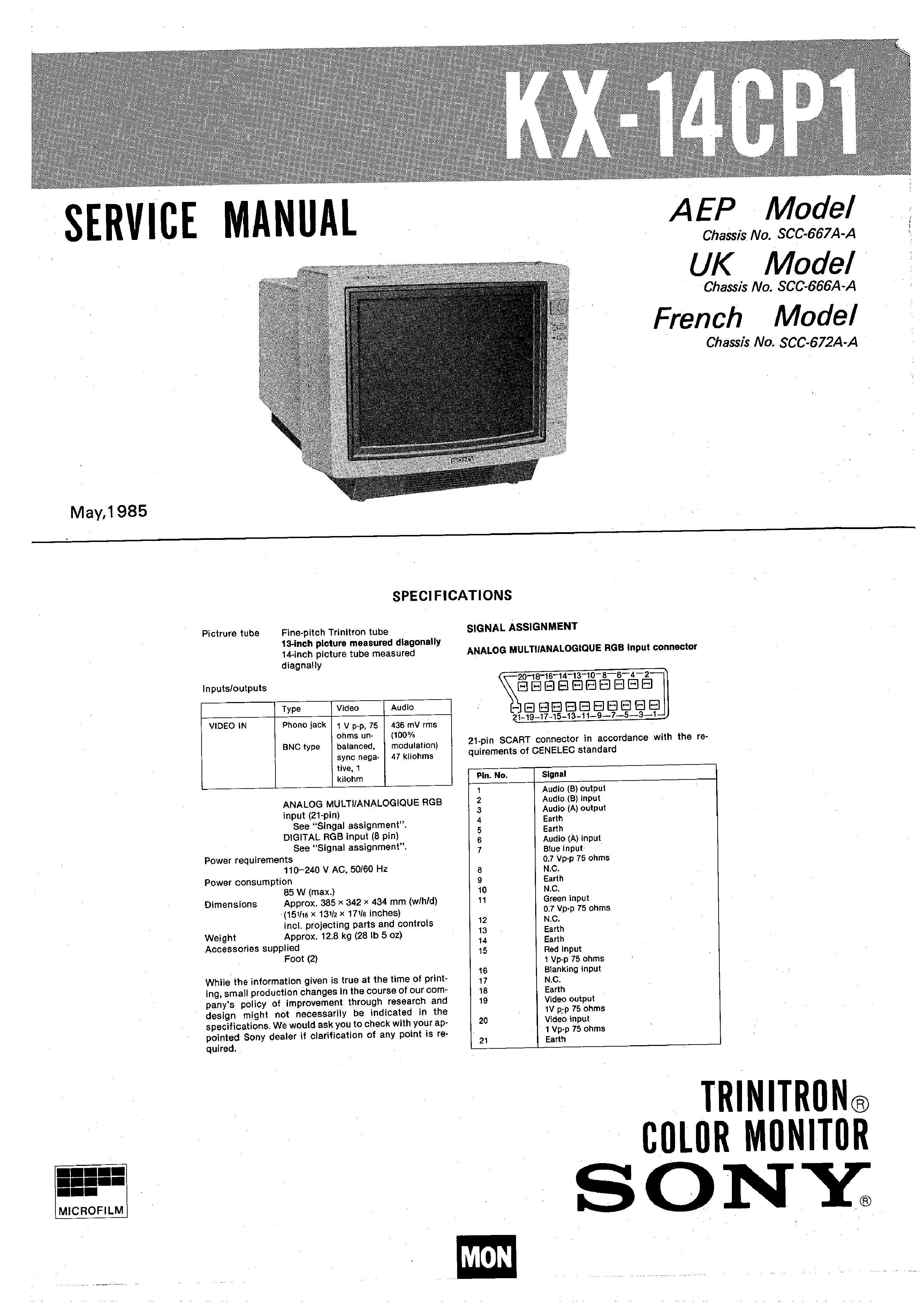 Sony Kx14cp1 Service Manual Immediate Download