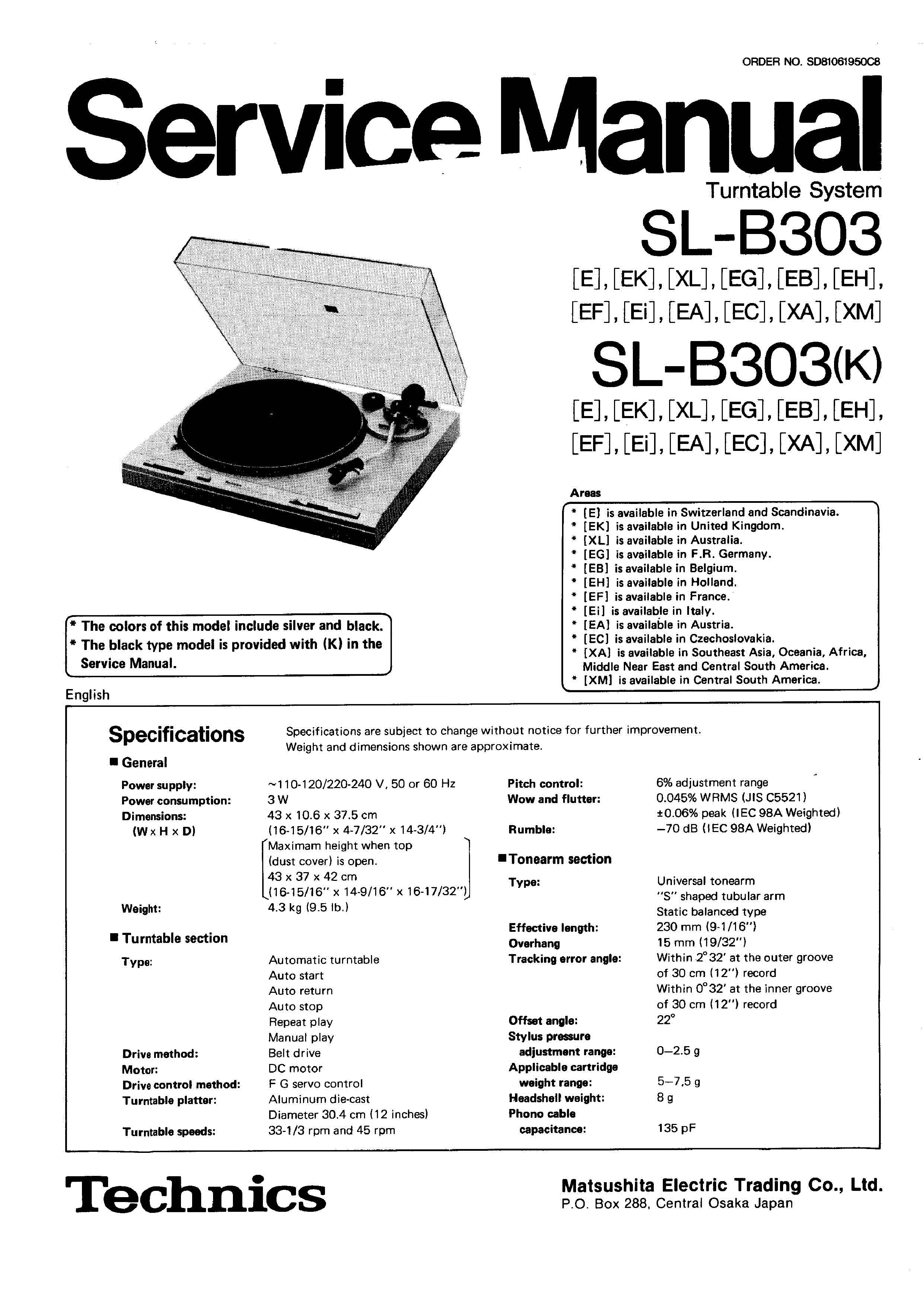 Technics Service Manual für SL-BL 3 englisch  Copy 