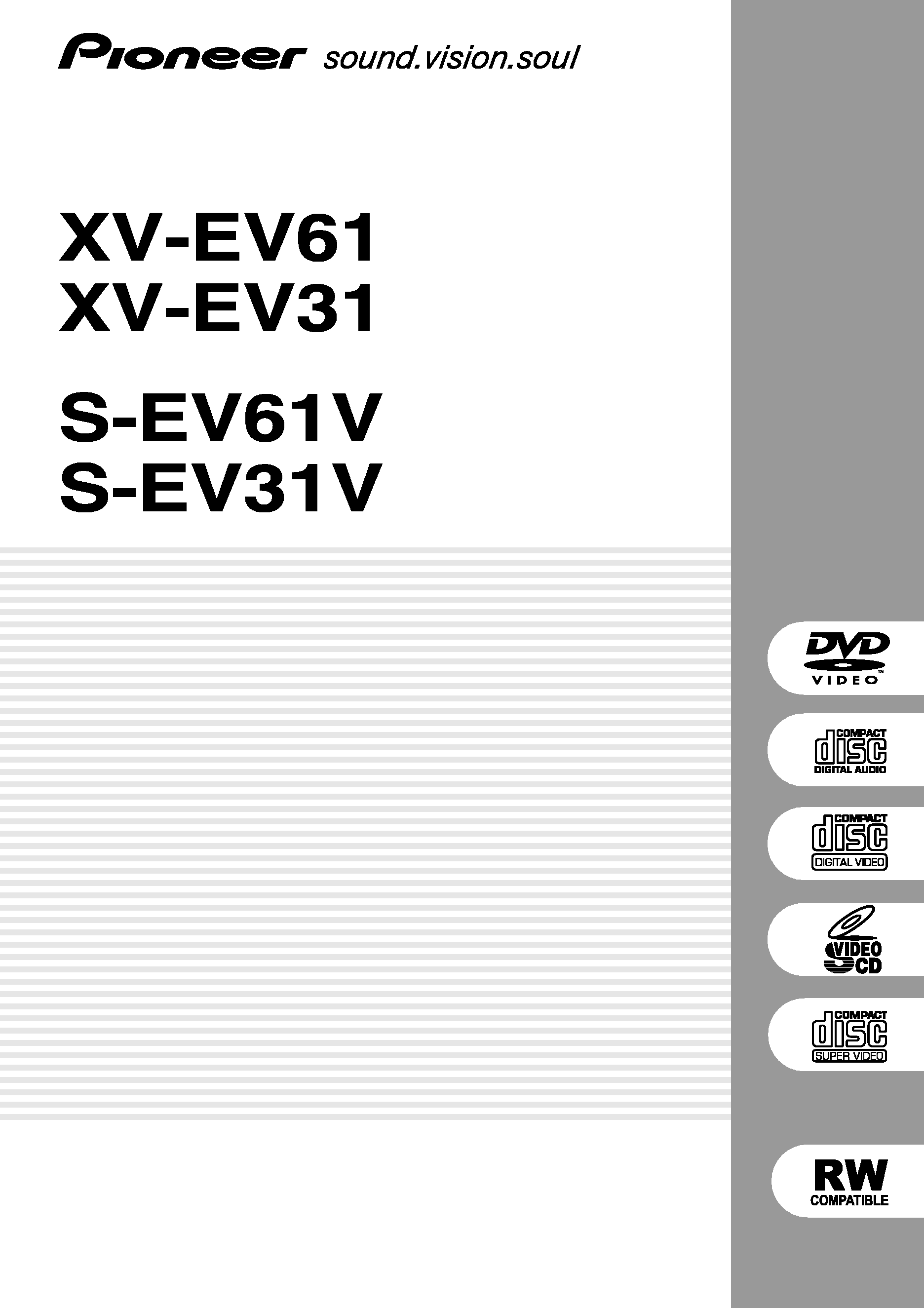 Pioneer Xv Ev31 Dtxjn Owner S Manual Immediate Download