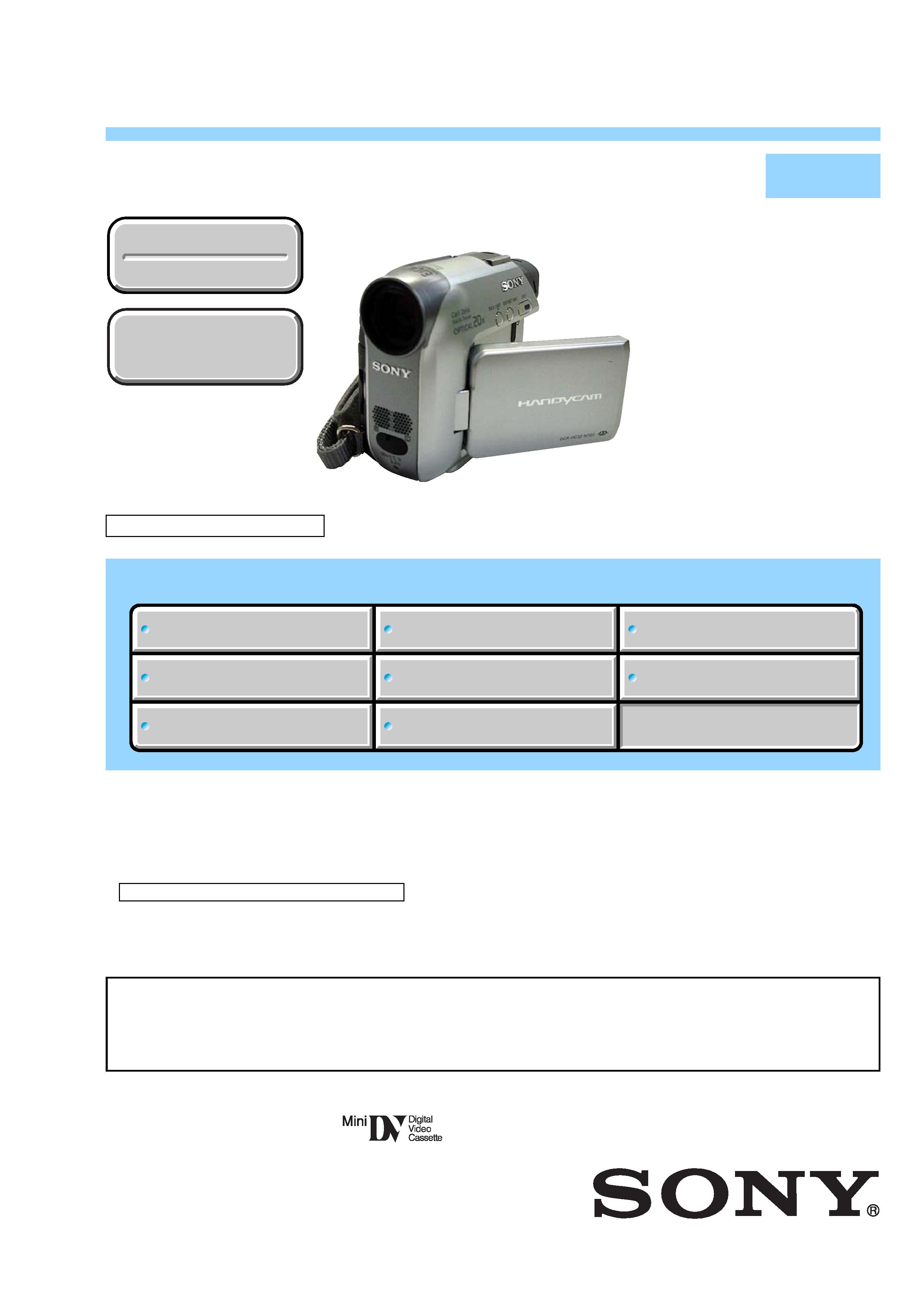 Sony Handycam DCR-HC21E Service Manual Download