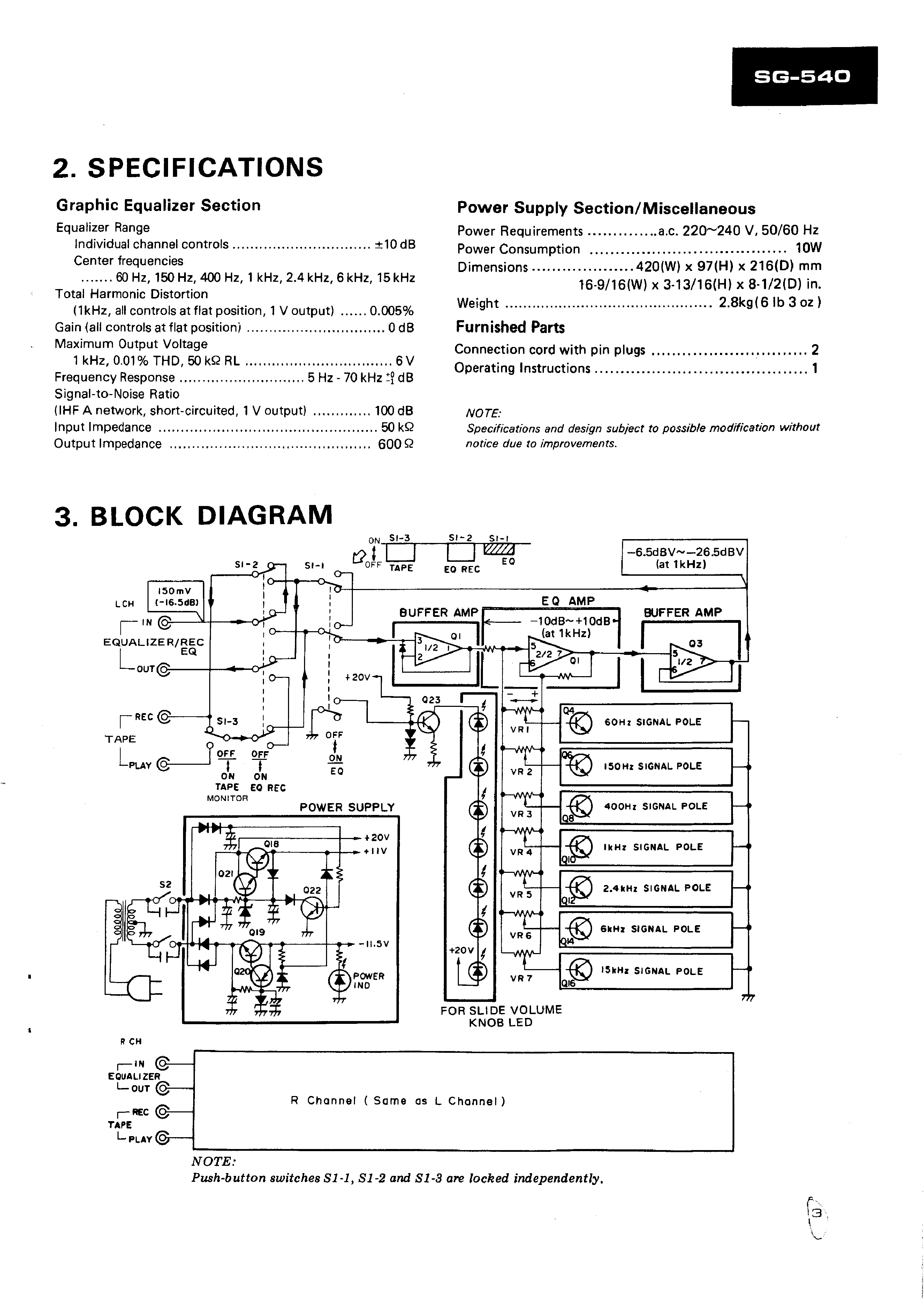 Service Manual-Anleitung für Pioneer SG-540 