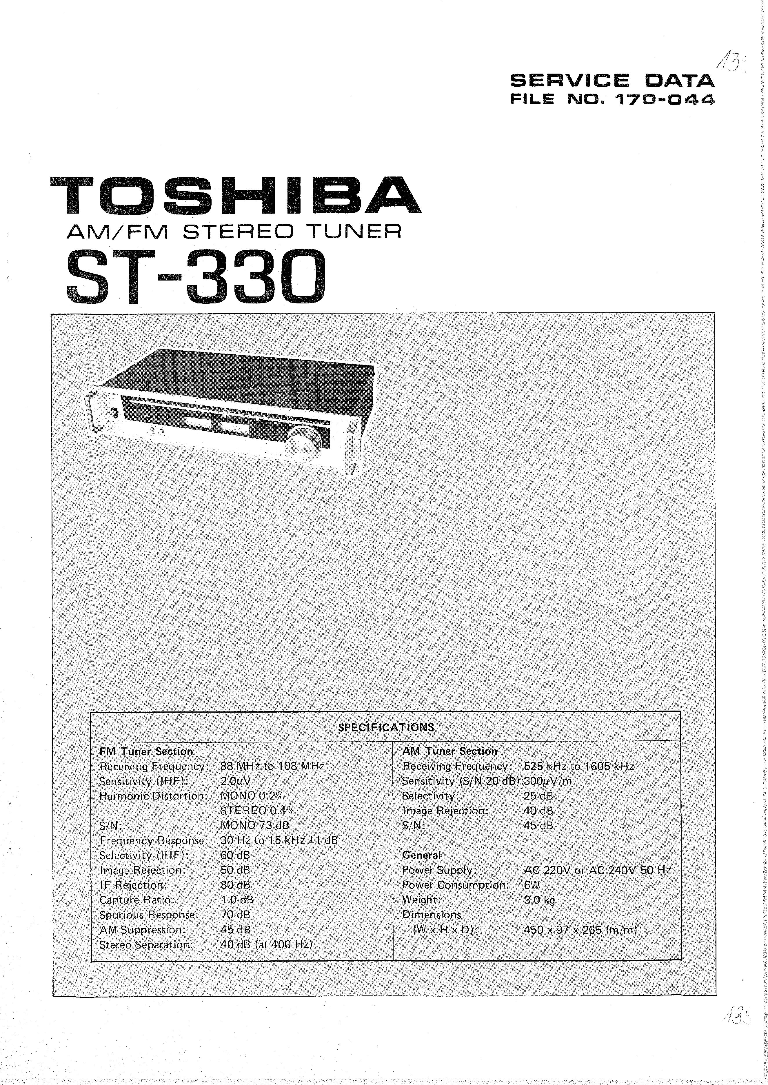 Toshiba St 330 Service Manual Immediate Download