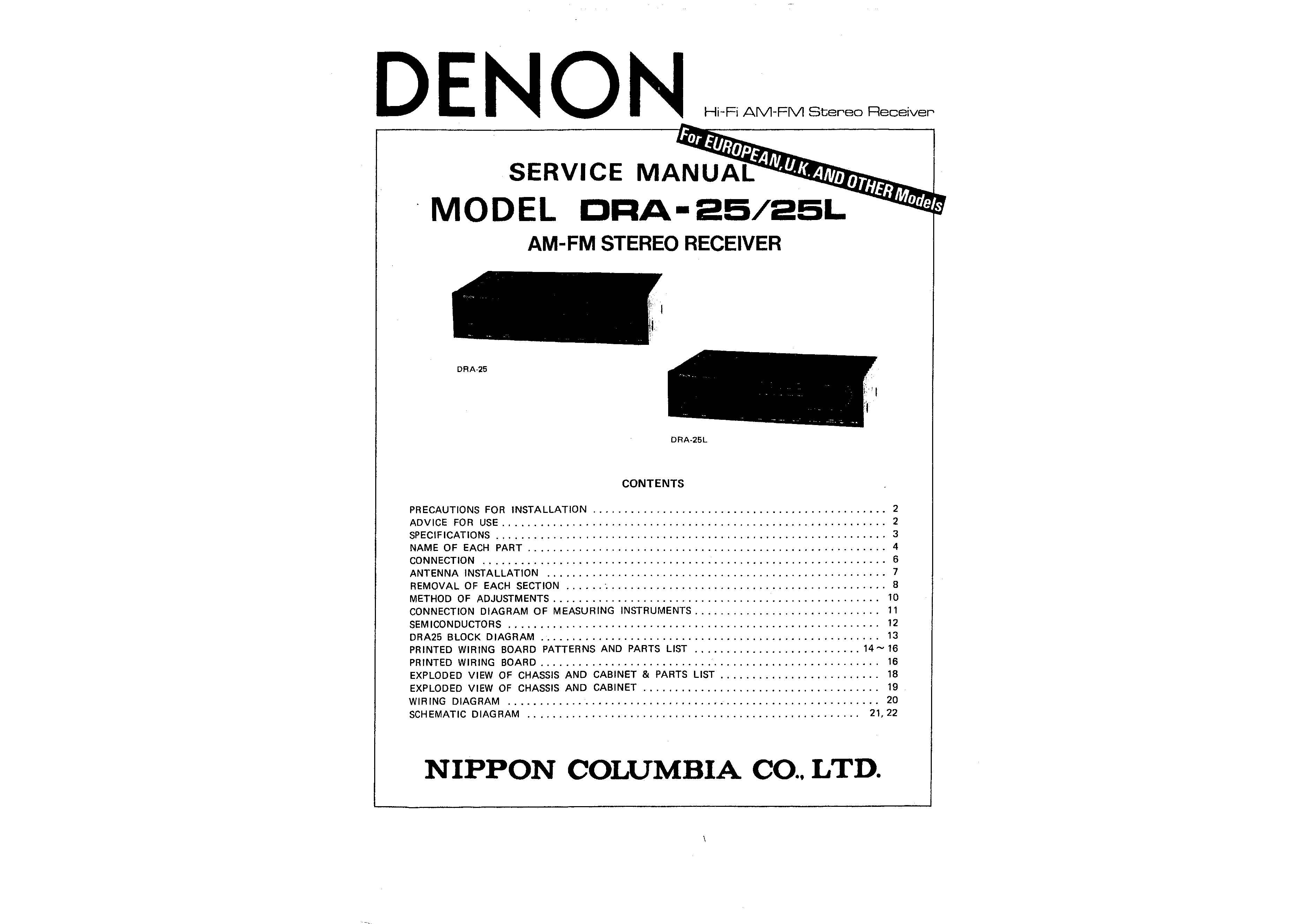 DRA-825 R Service Manual-Anleitung für Denon DRA-1025 R 