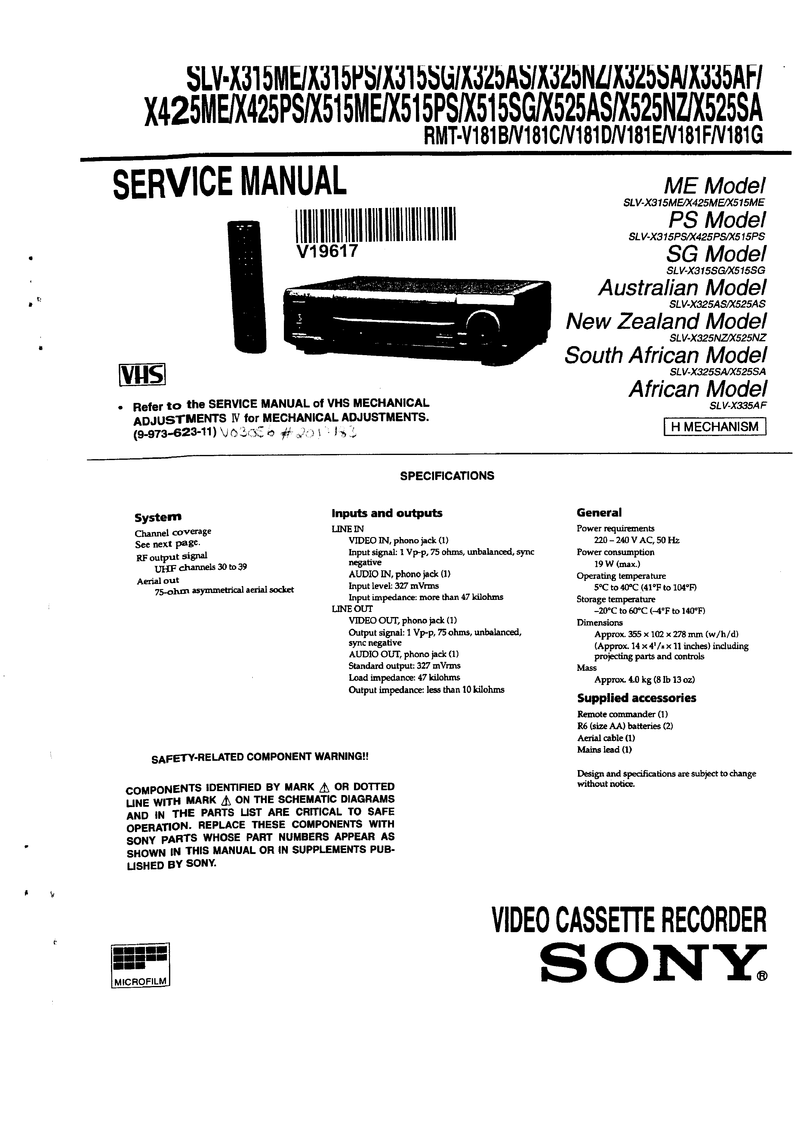 Sony slv-x810 manual