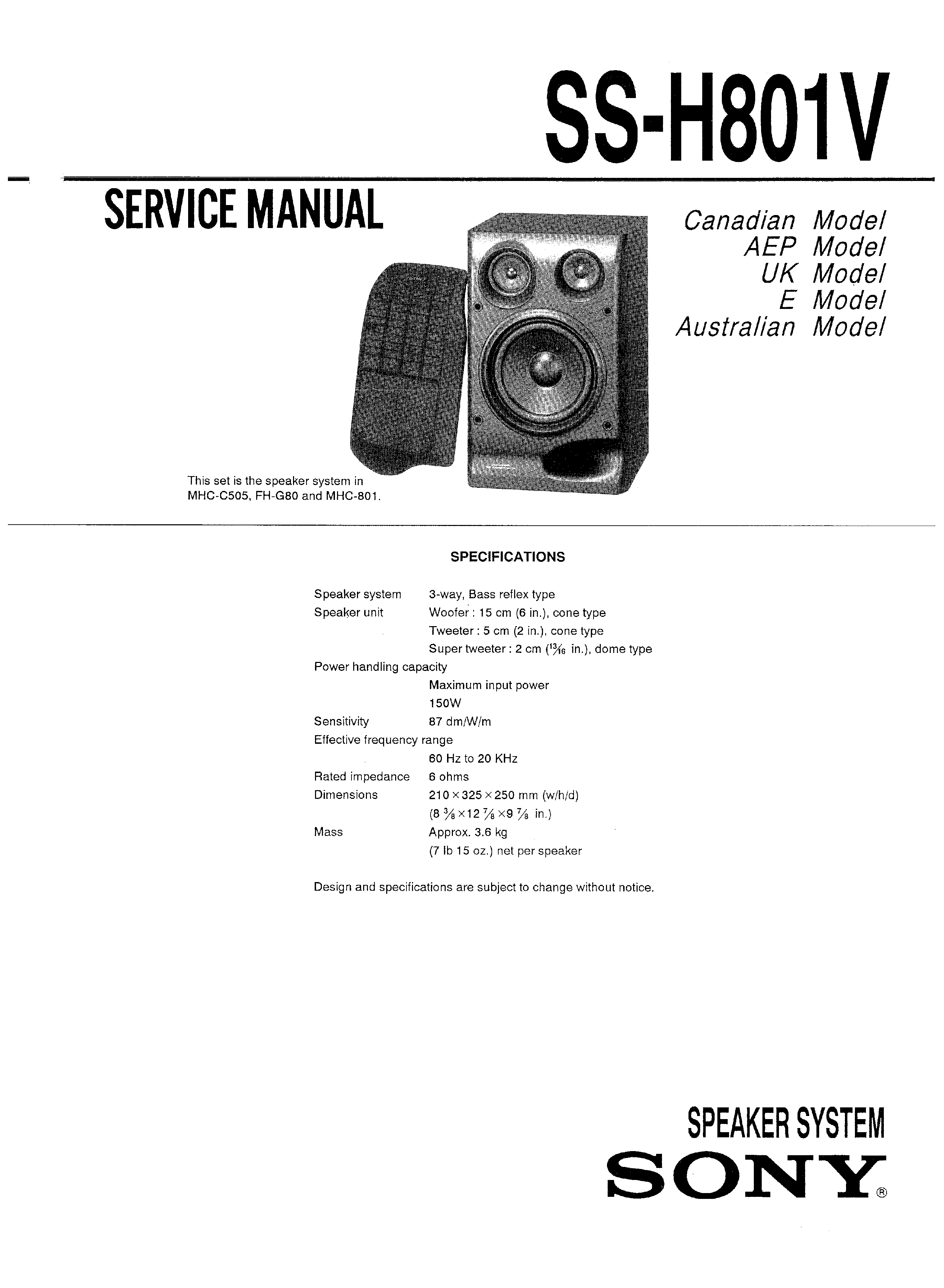 Sony Mhc 801 Service Manual