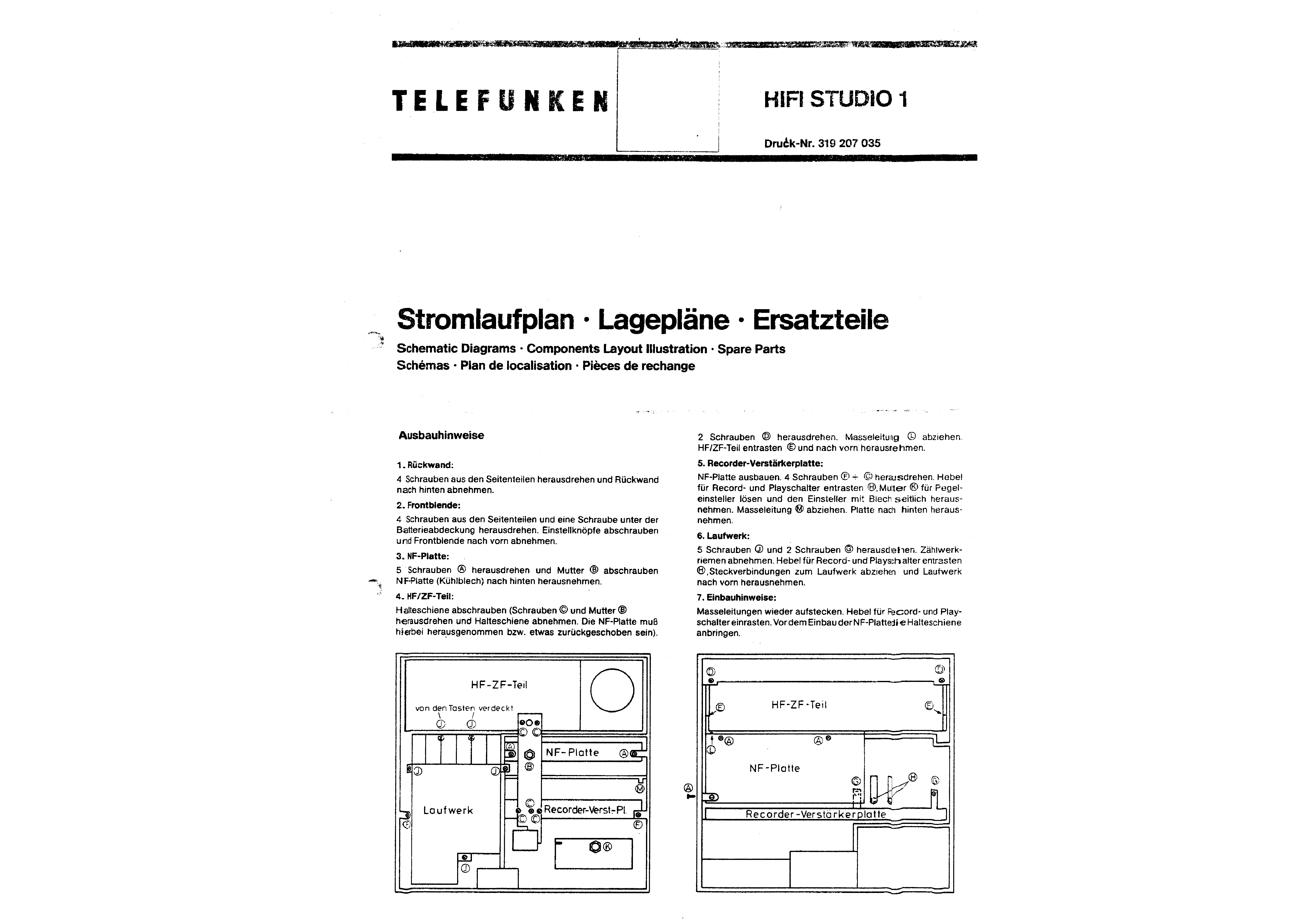 Telefunken  Bedienungsanleitung user manual owners  für Studio M 5 deutsch  Copy 