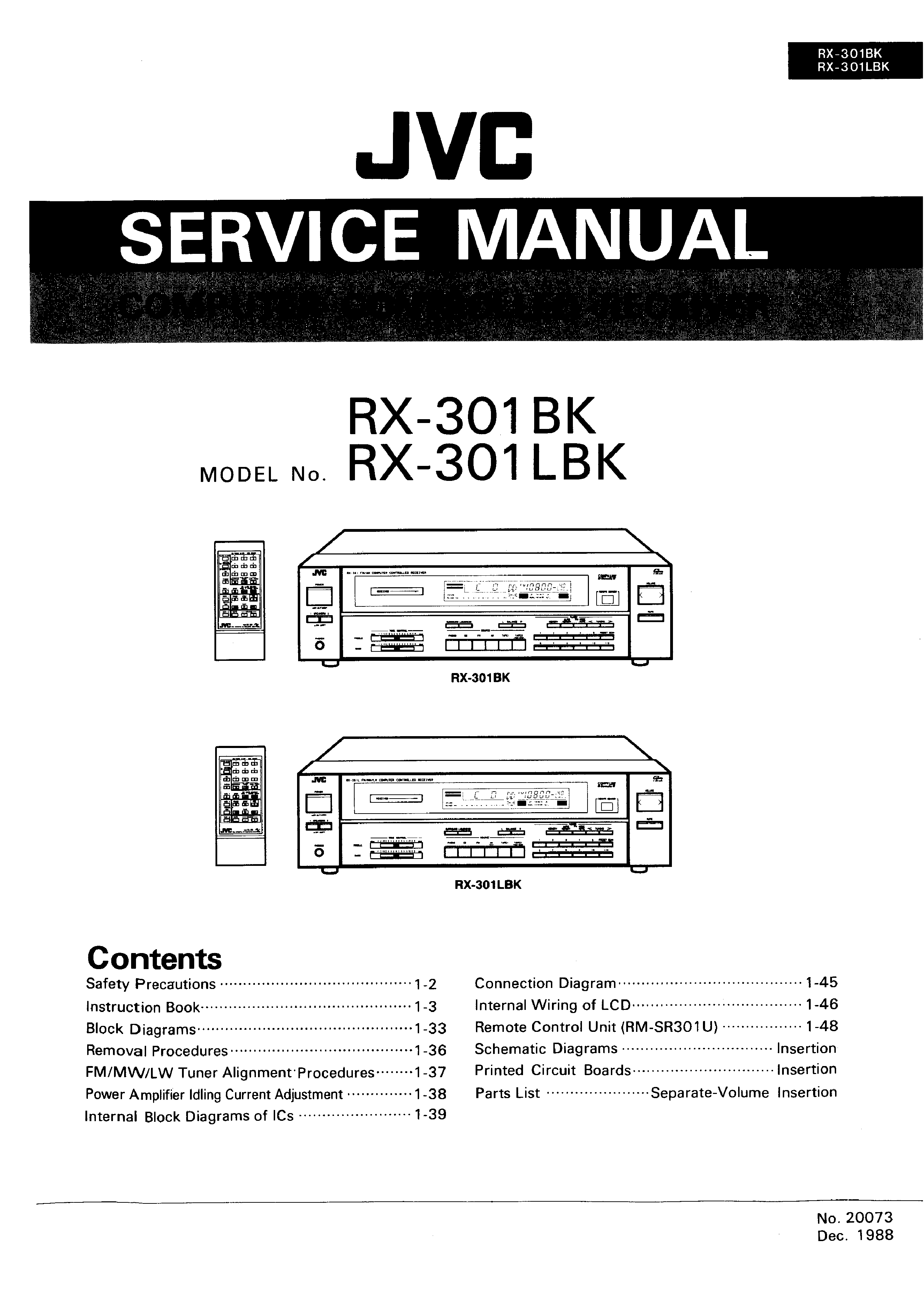 JVC  Original Service Manual für RX 1001 VBK komplett  englisch 