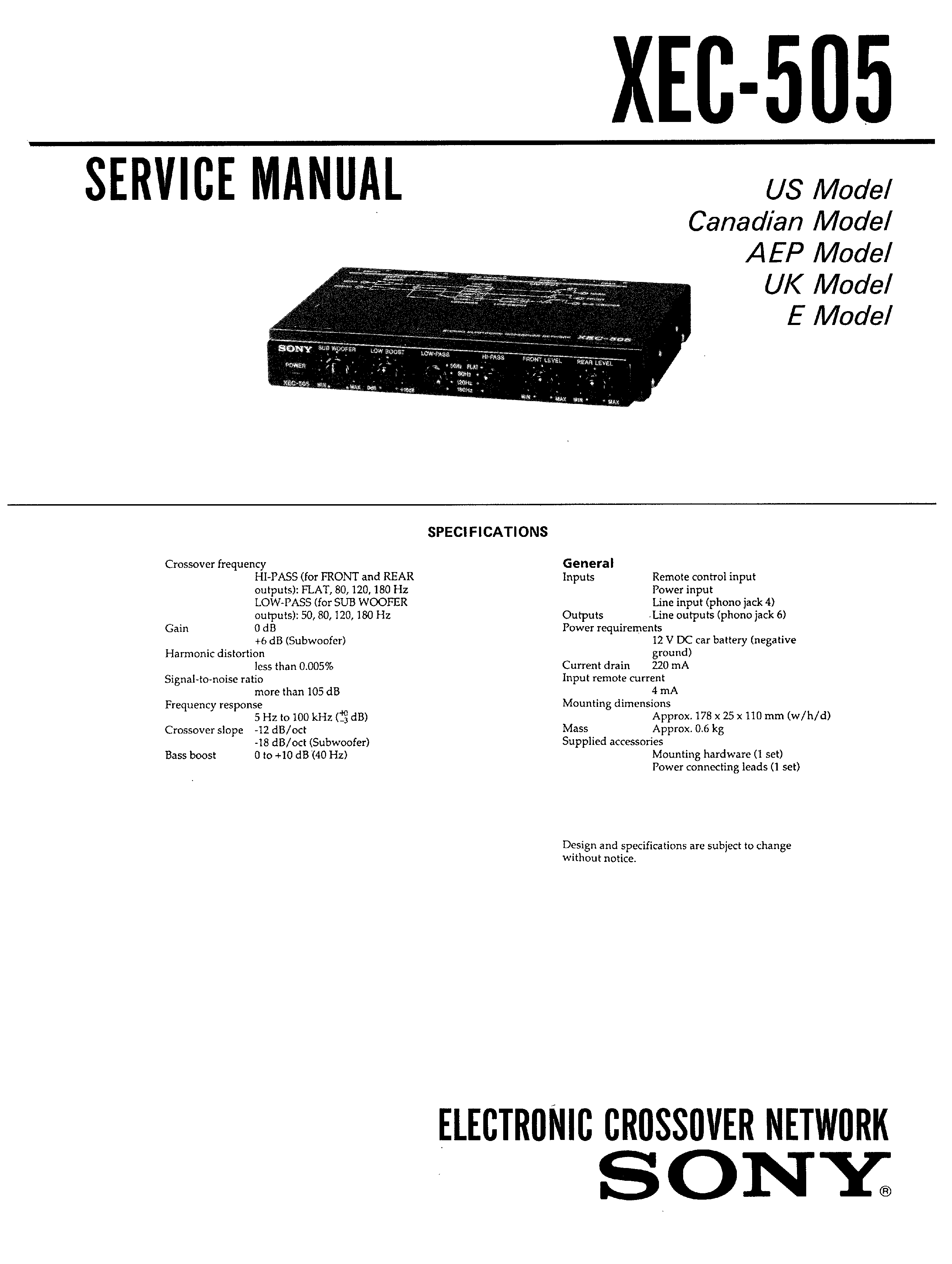 SONY XEC-505 - Service Manual Immediate Download