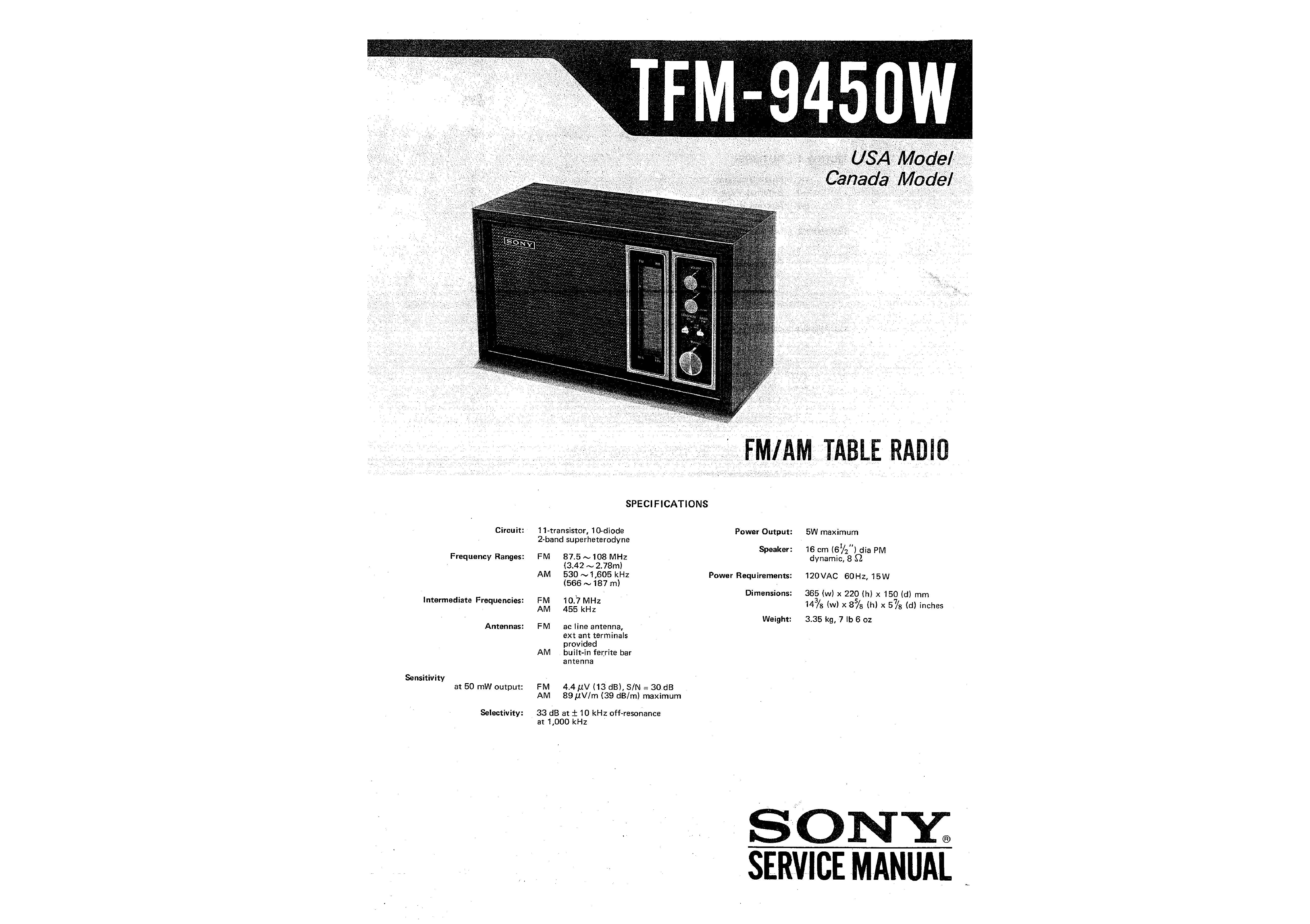 Sony Service Manual für TFM 96  Copy 