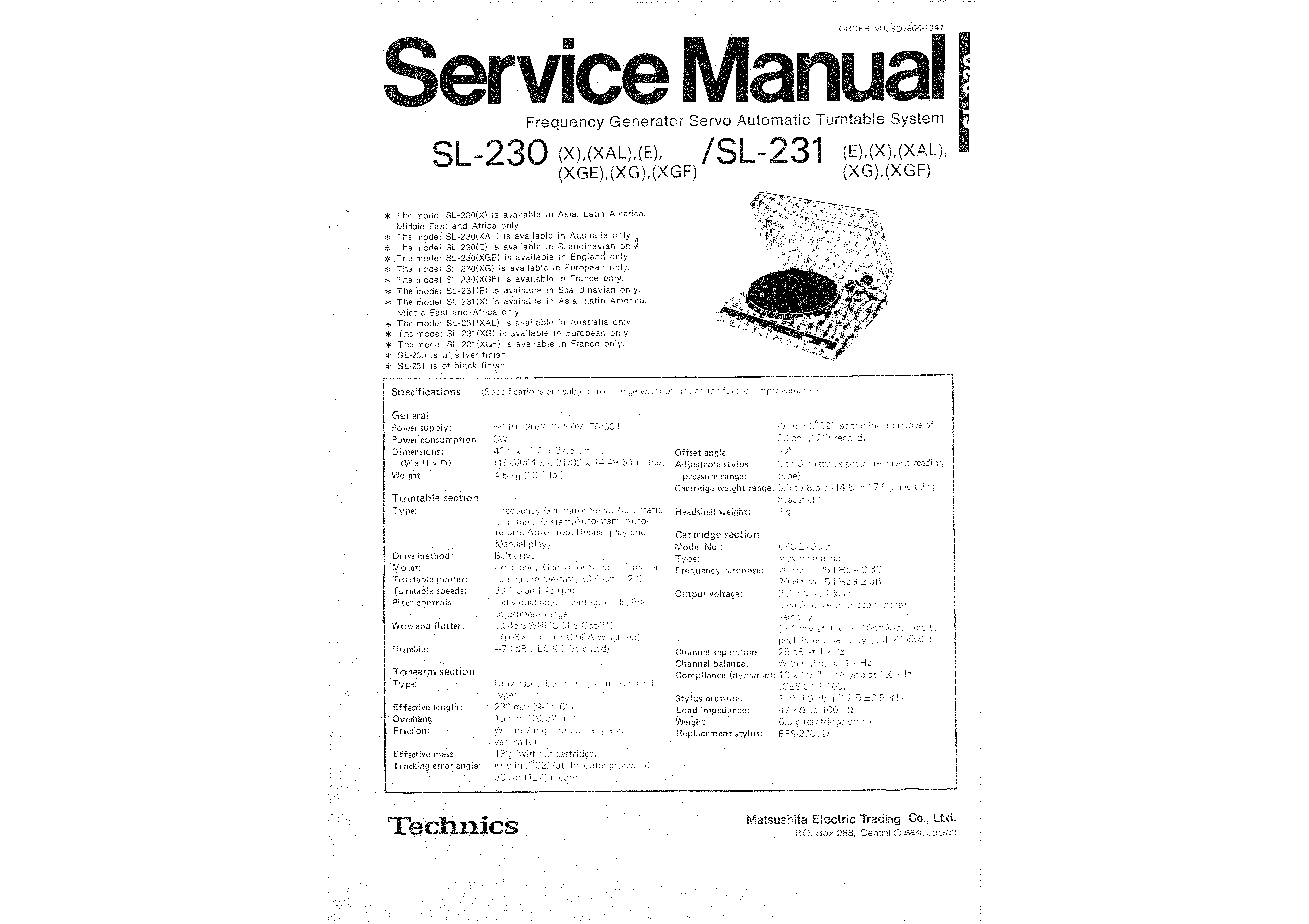 technics sl-230 manual