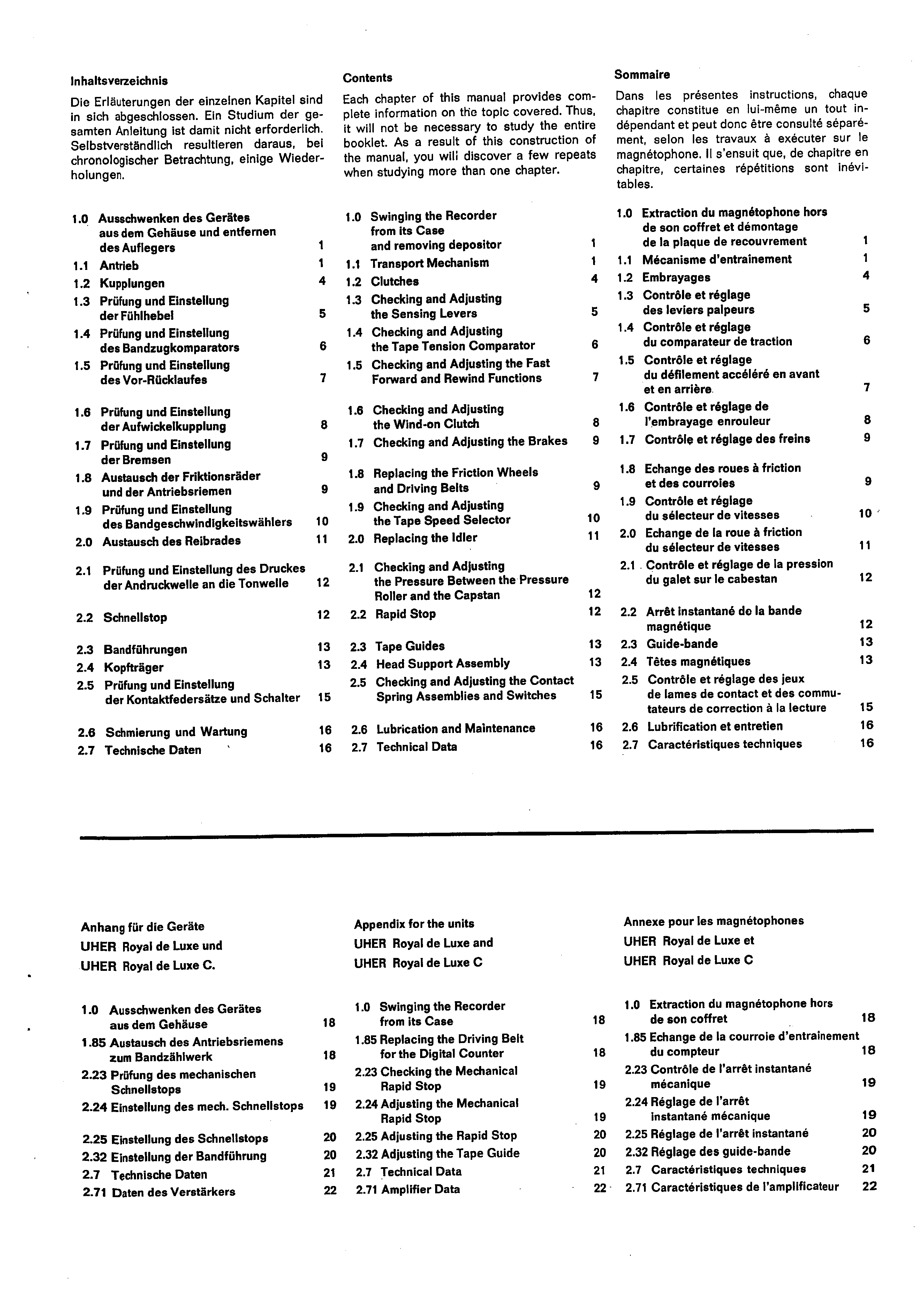 Service Manual-Anleitung für Uher SG 560,Royal de Luxe,Royal de Luxe C 