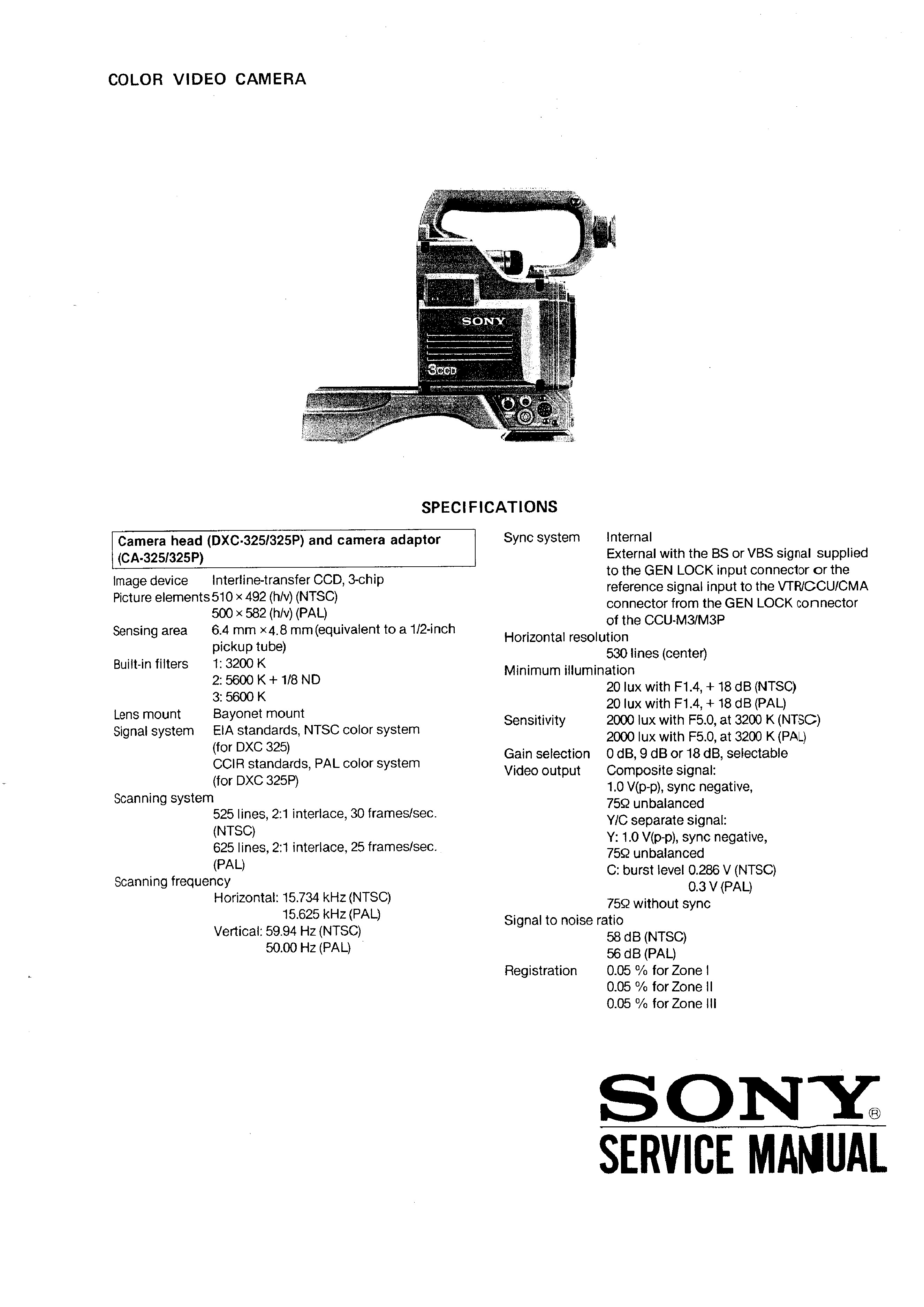 Sony Dxc-325p Volume 2