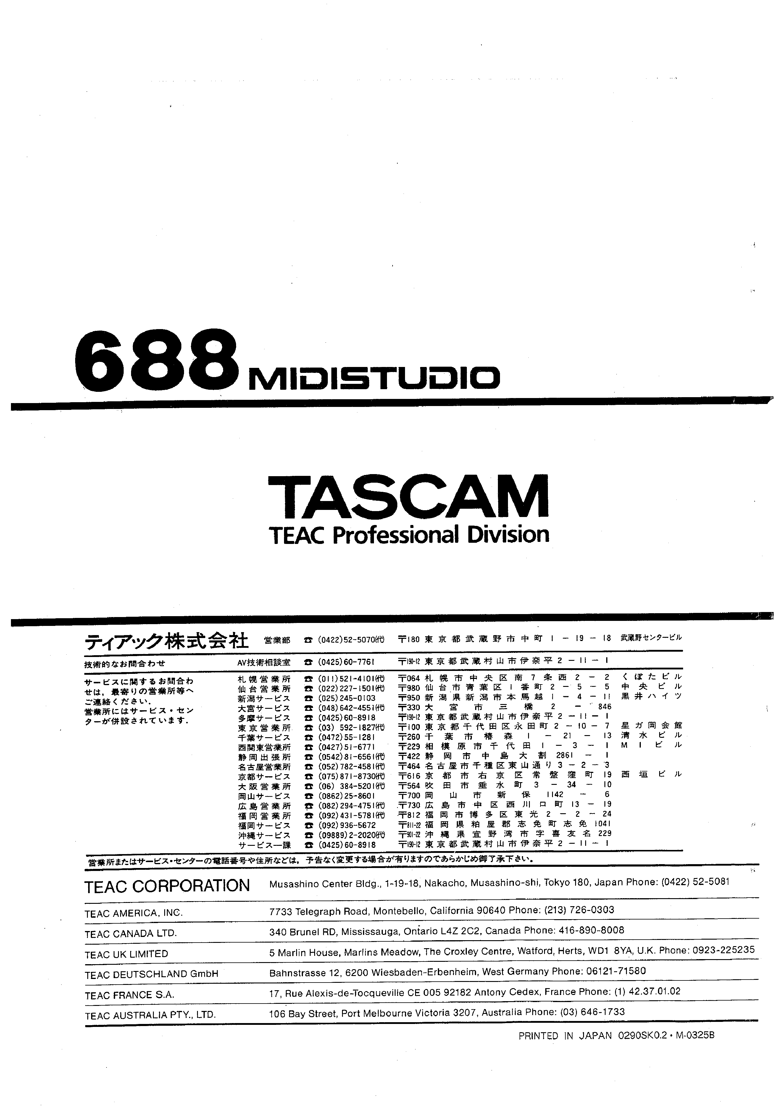 TEAC 688 - Service Manual Immediate Download
