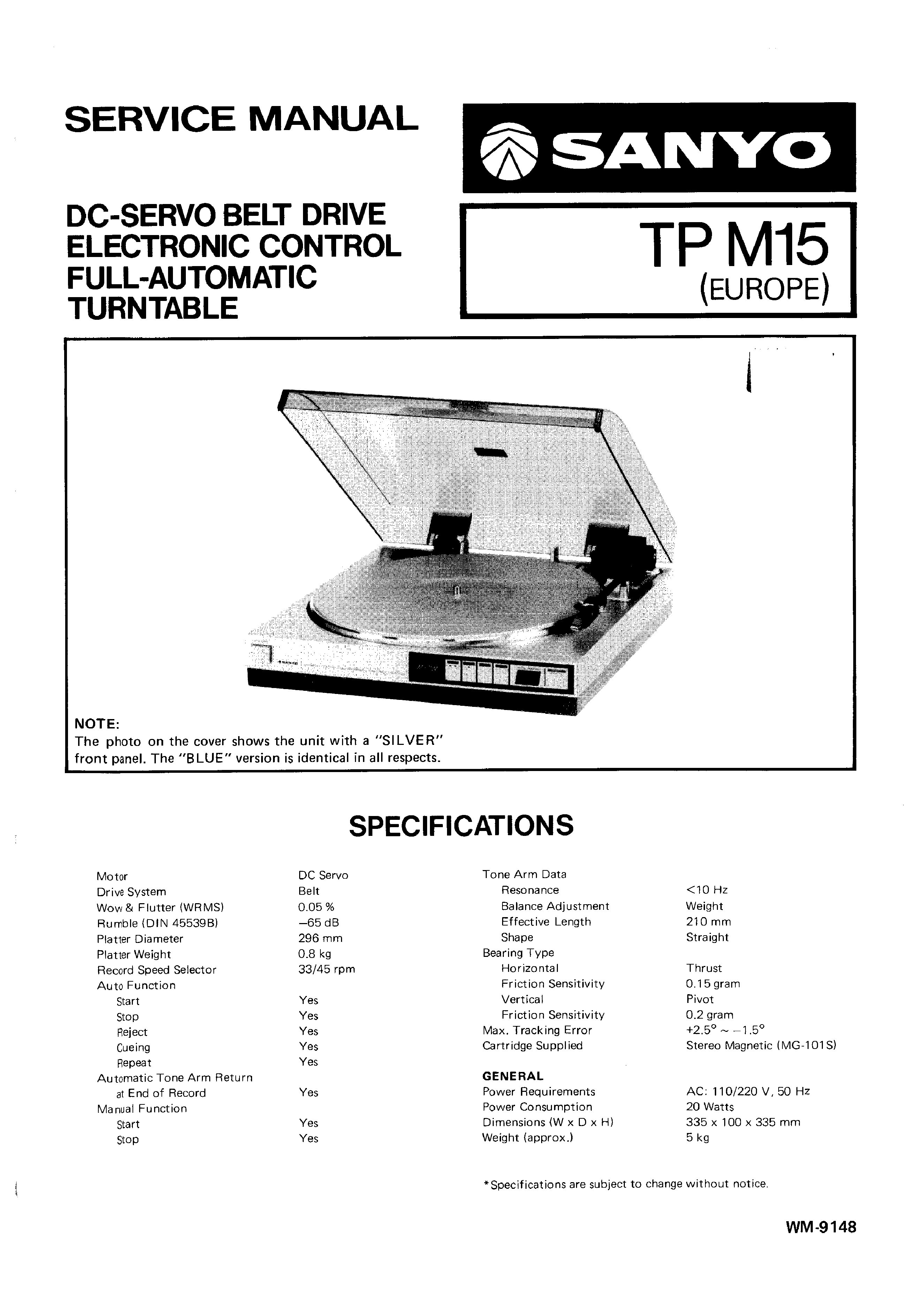 SANYO TPM15 - Service Manual Immediate Download