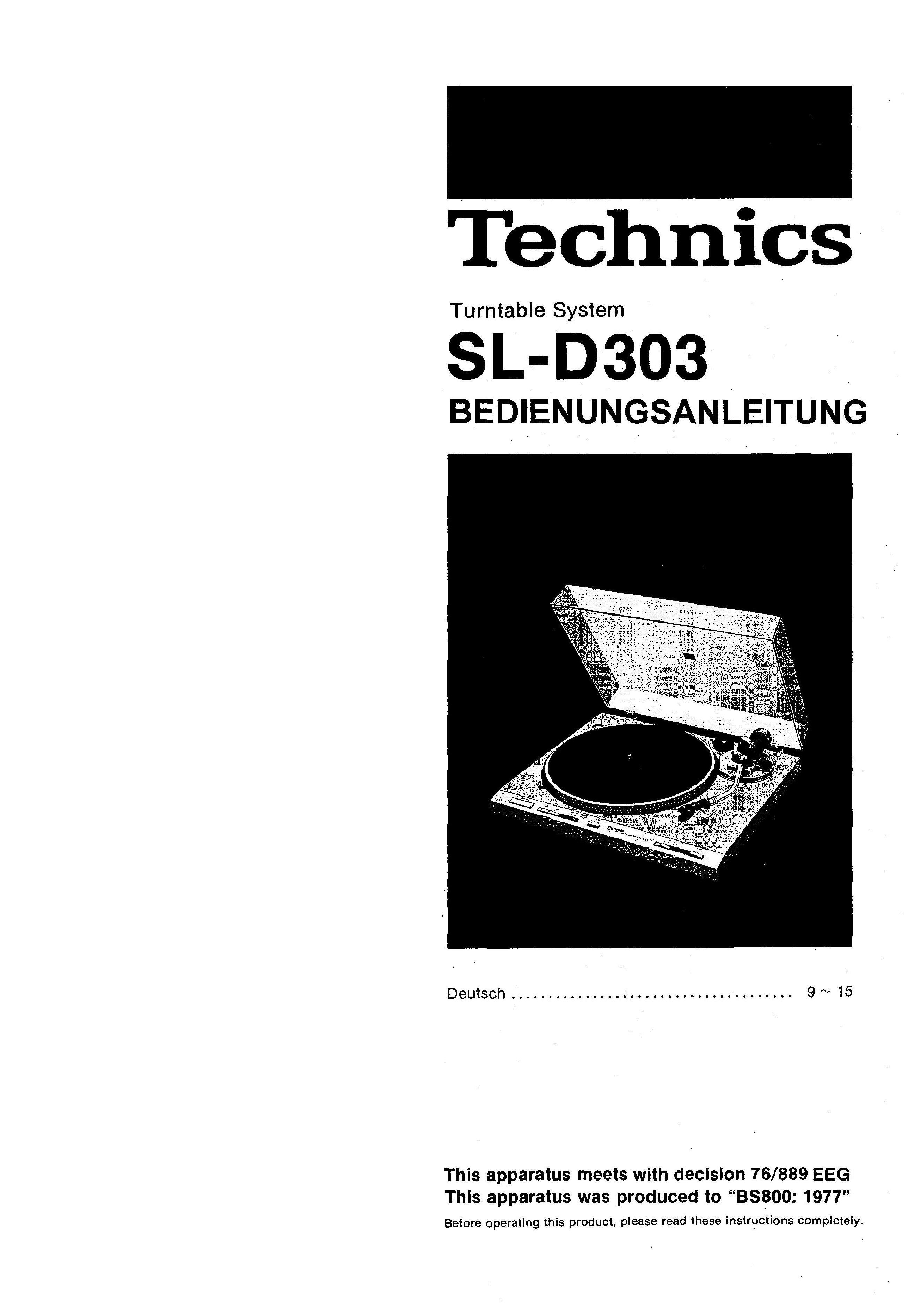 TECHNICS SL-D303 - Owner's Manual Immediate Download