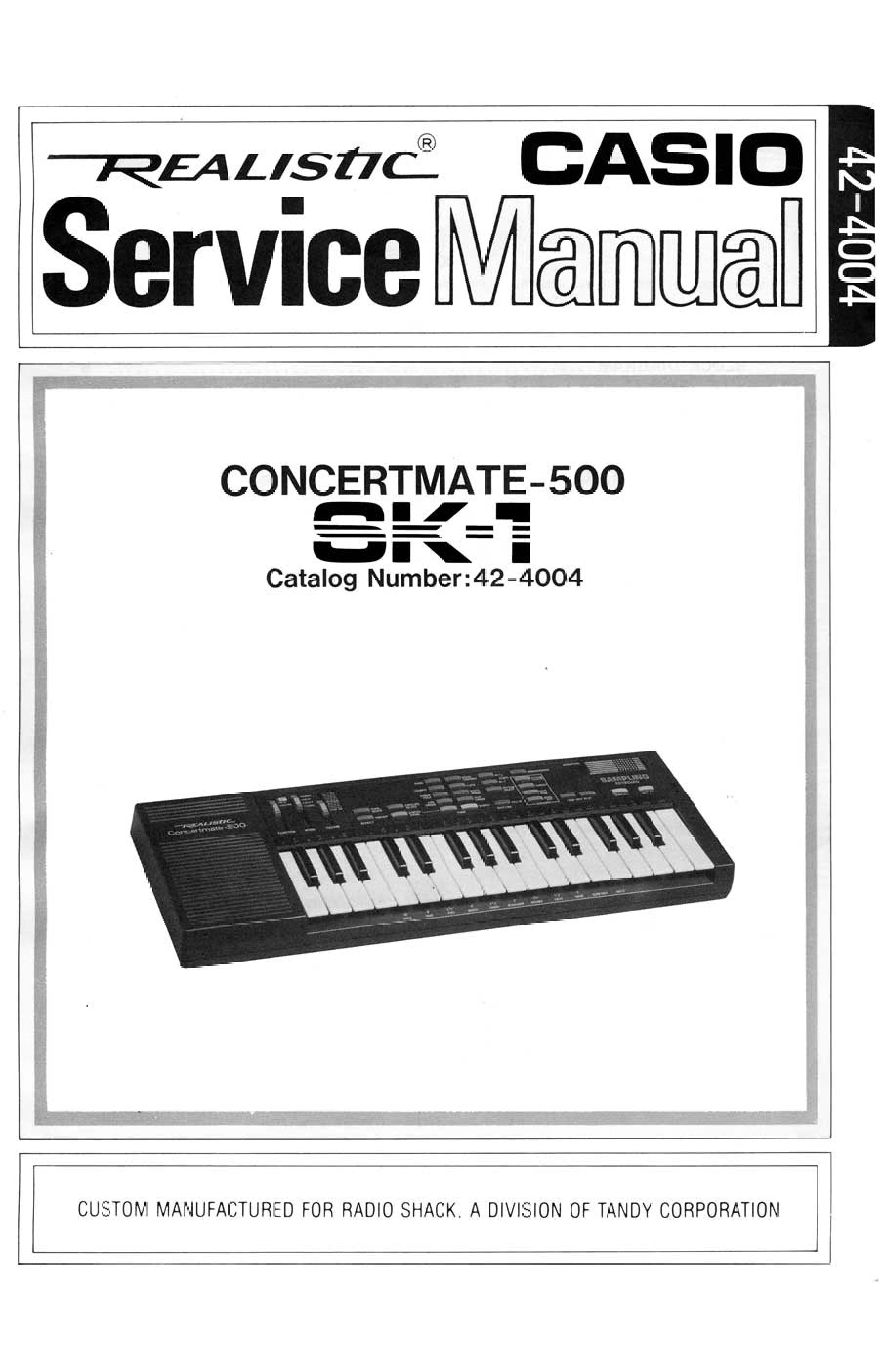 CASIO SK1 - Owner's Manual Immediate Download
