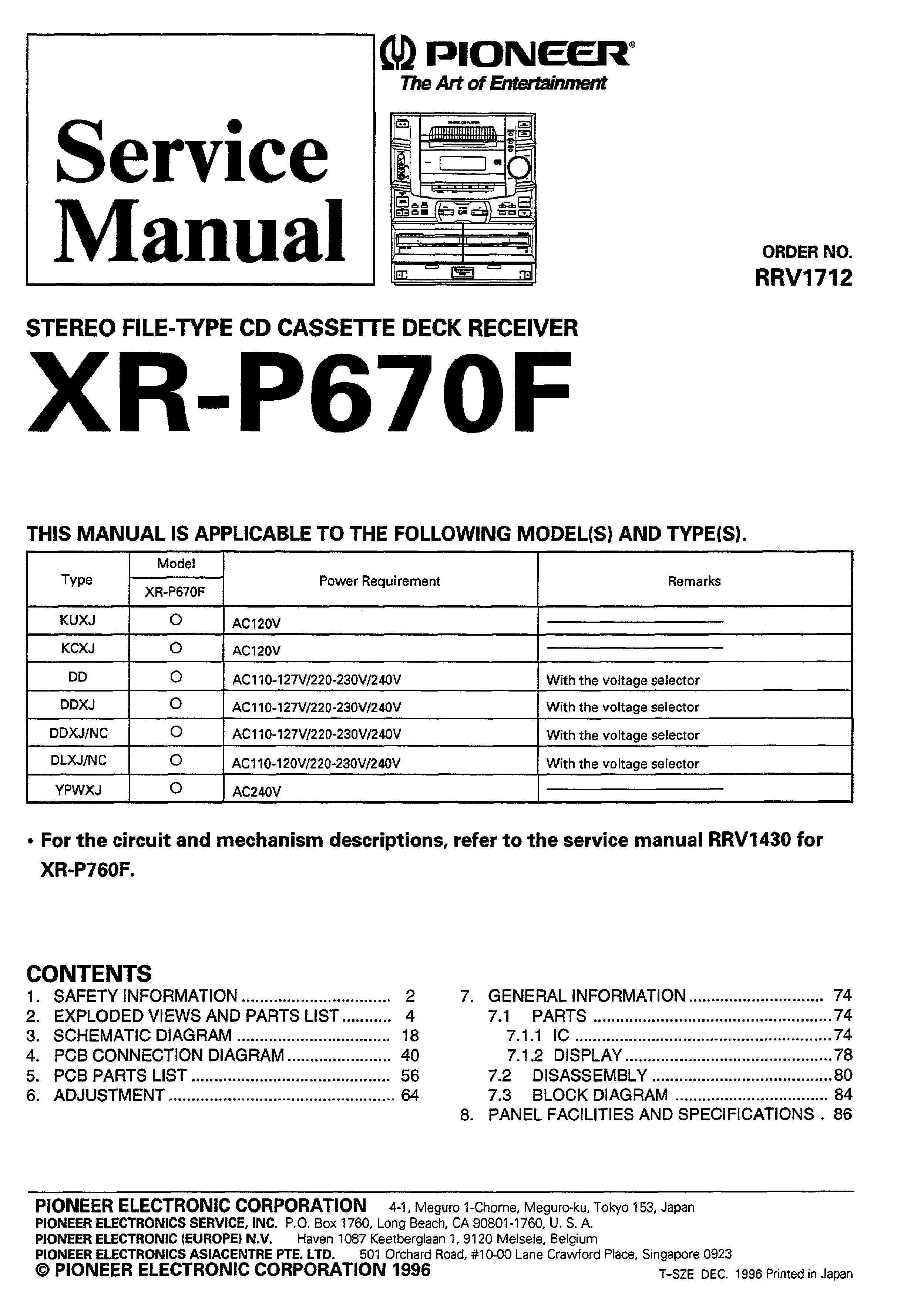 PIONEER SX304RDS - Service Manual Immediate Download