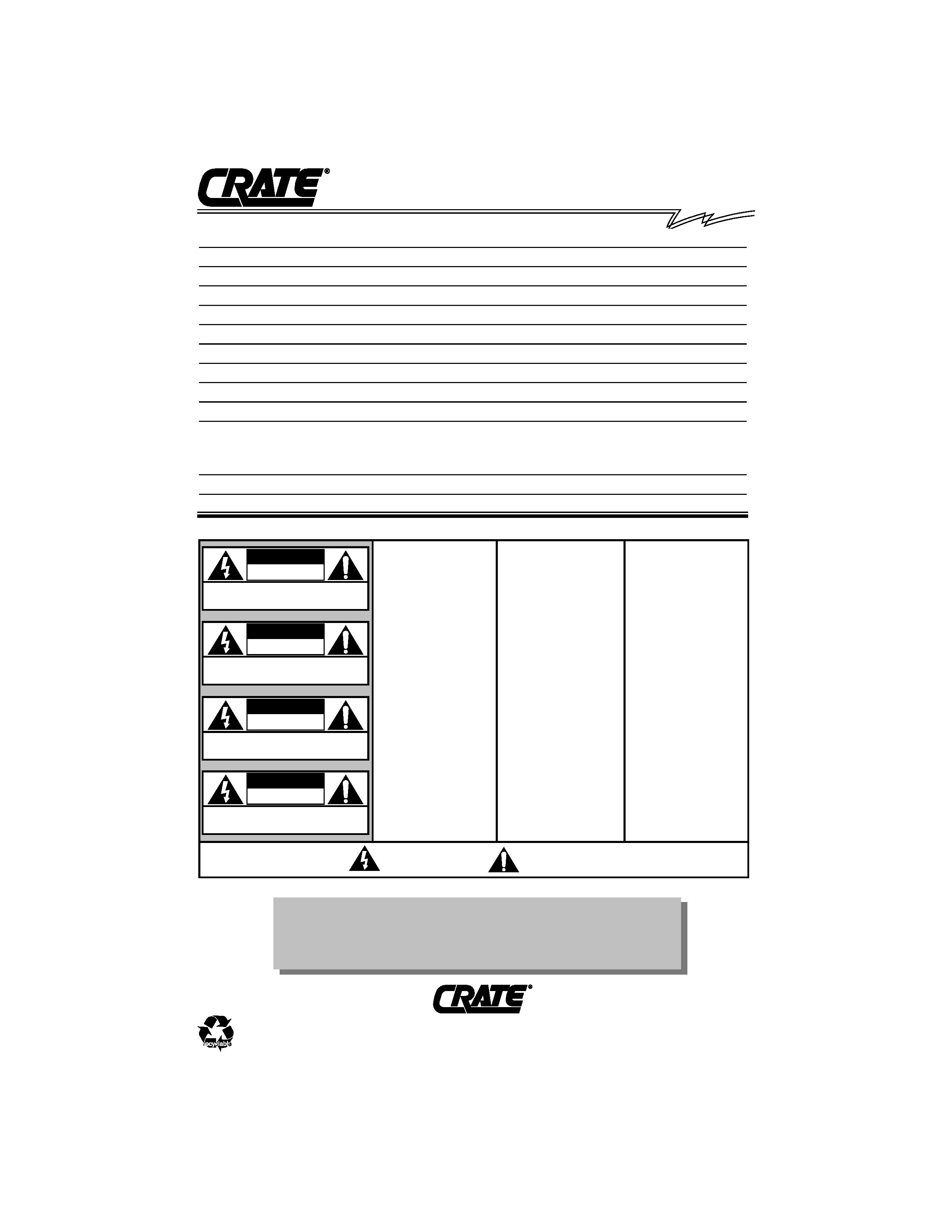 CRATE KX-15 - Owner's Manual Immediate Download