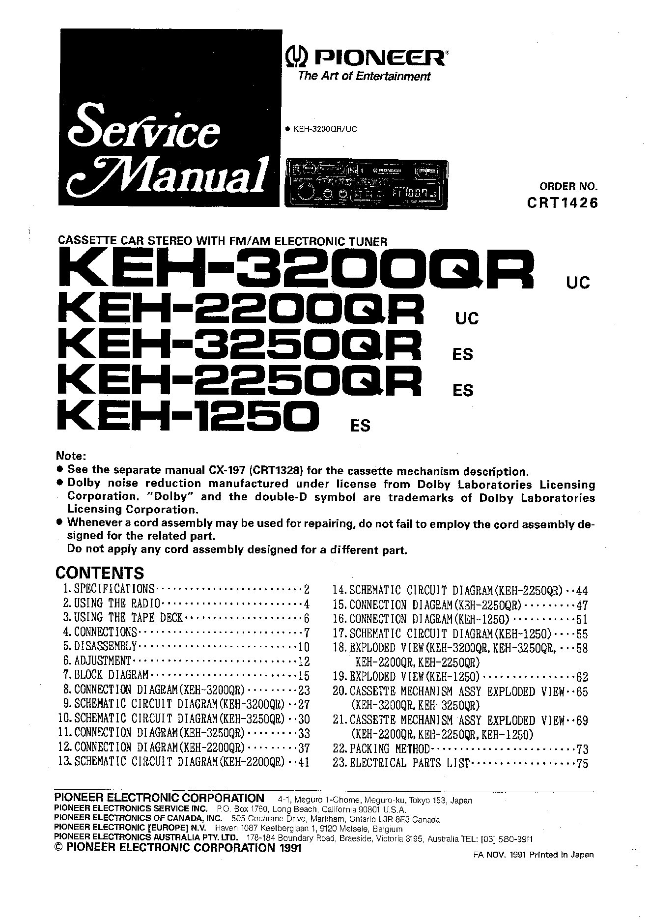 PIONEER CX-197 - Service Manual Immediate Download