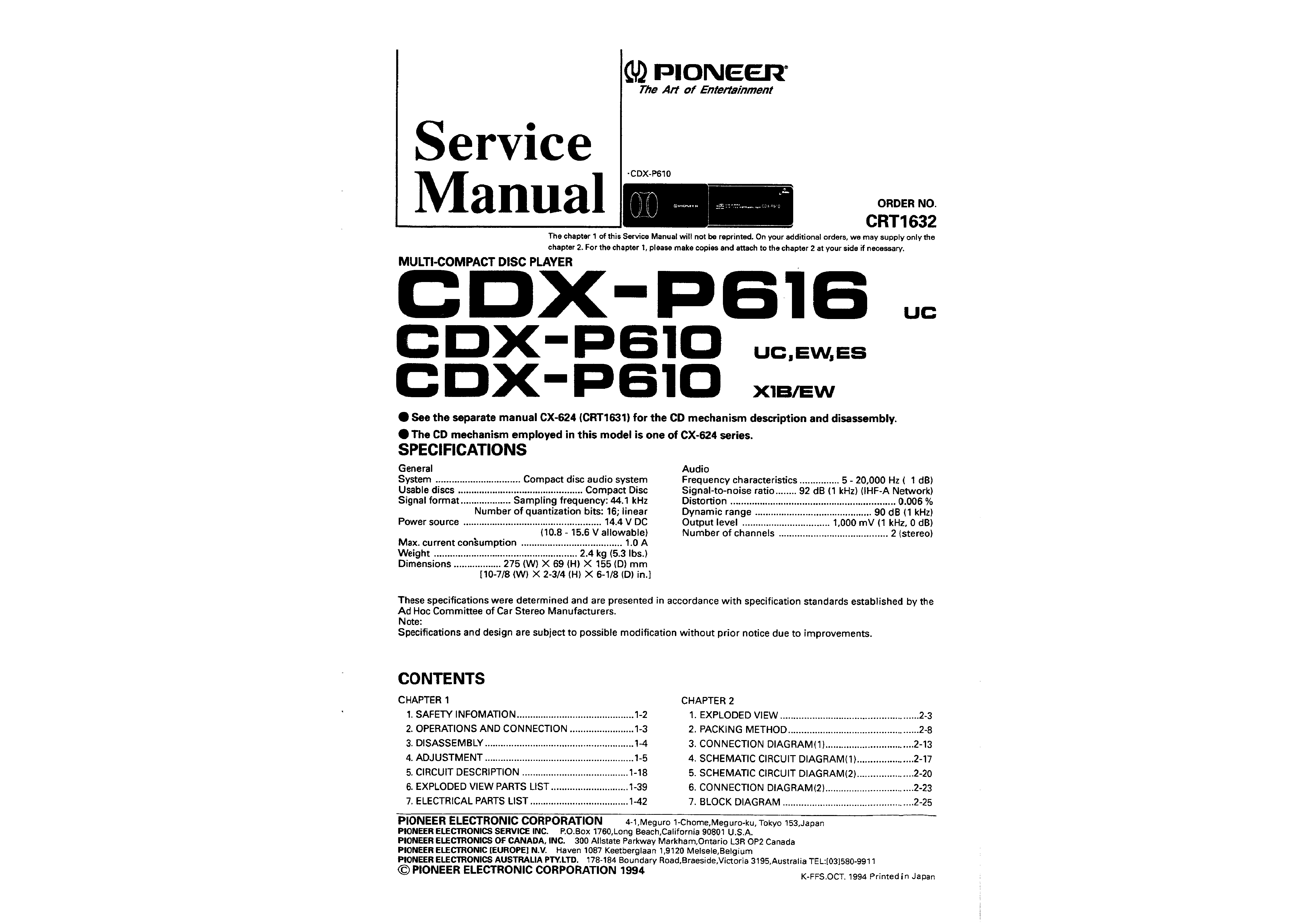 PIONEER CX624 - Service Manual Immediate Download