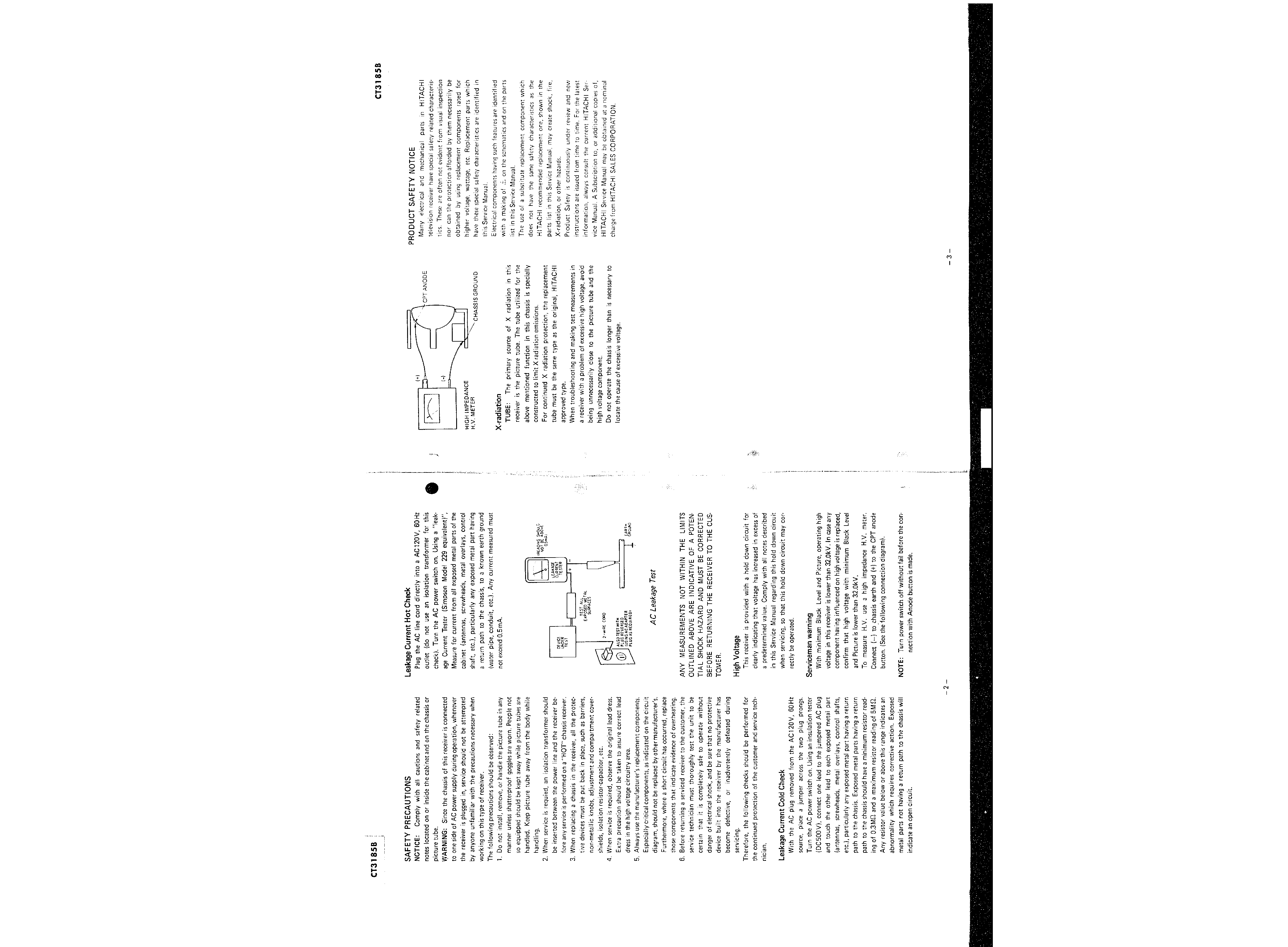 HITACHI CT3185B - Service Manual Immediate Download