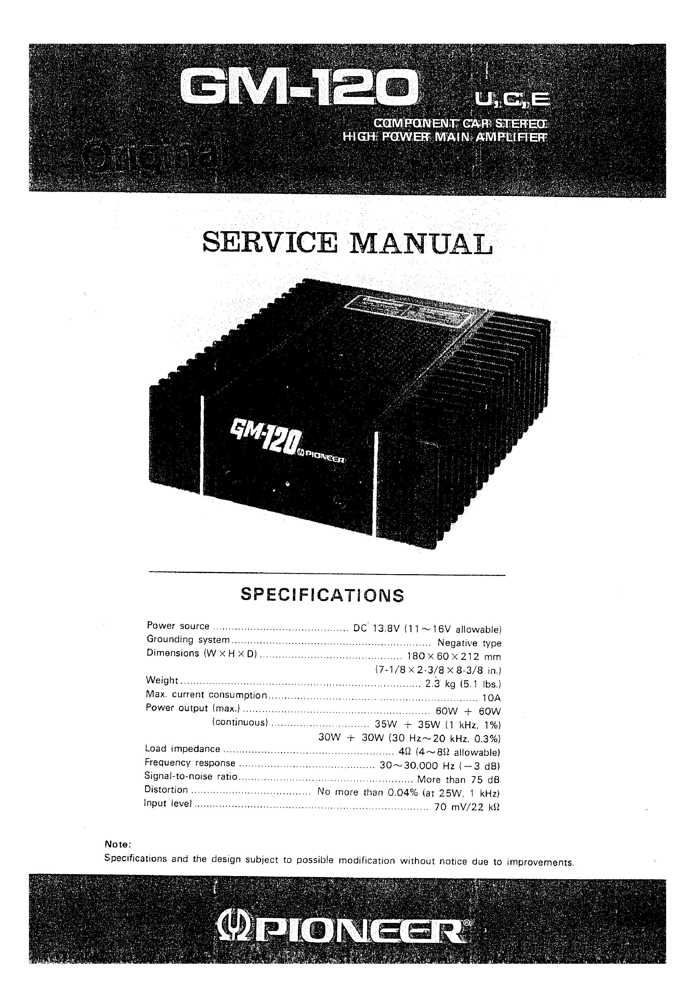 PIONEER GM-120 - Service Manual Immediate Download pioneer wiring diagram 3 d 