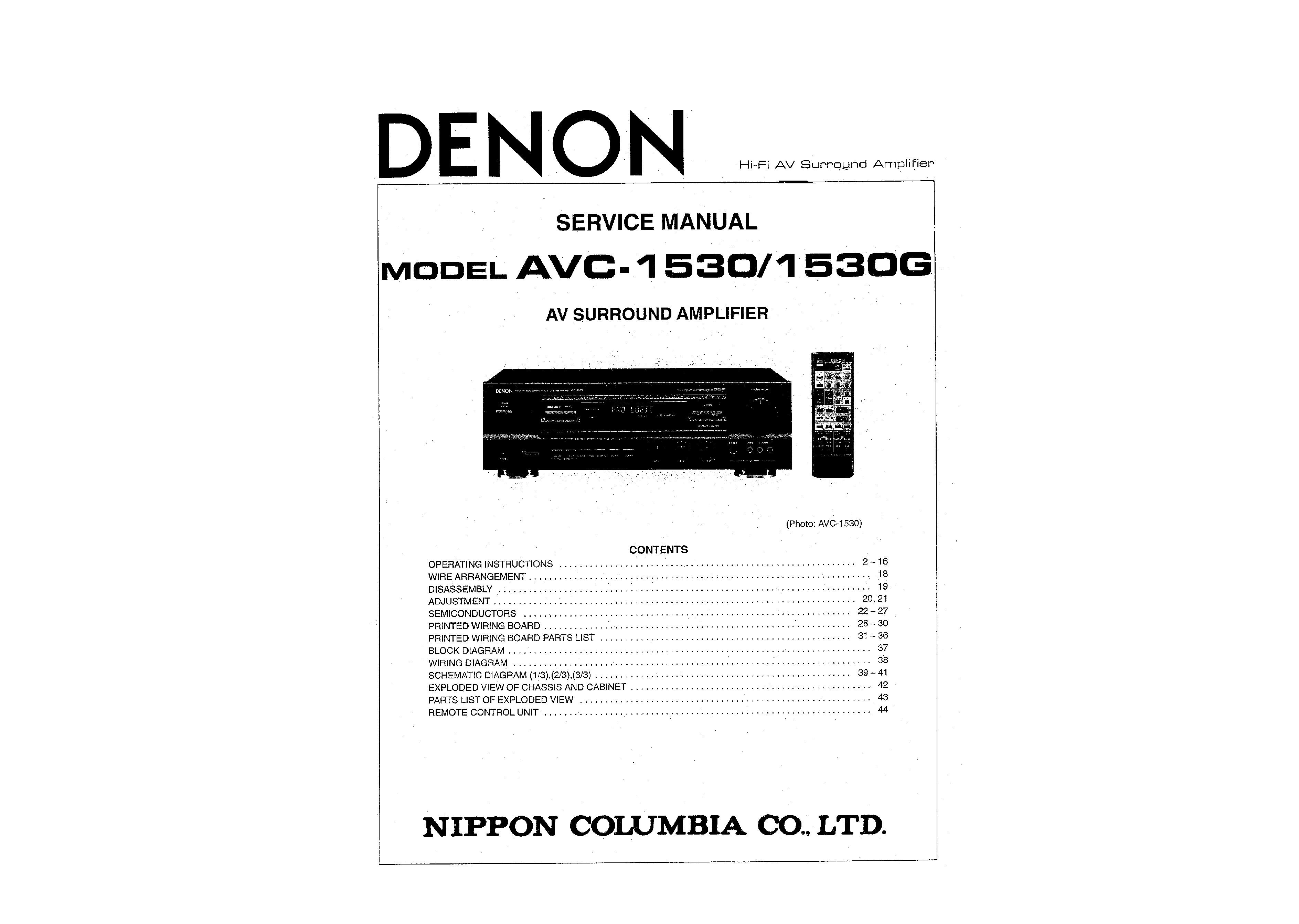 Denon Avc 1530 Manual