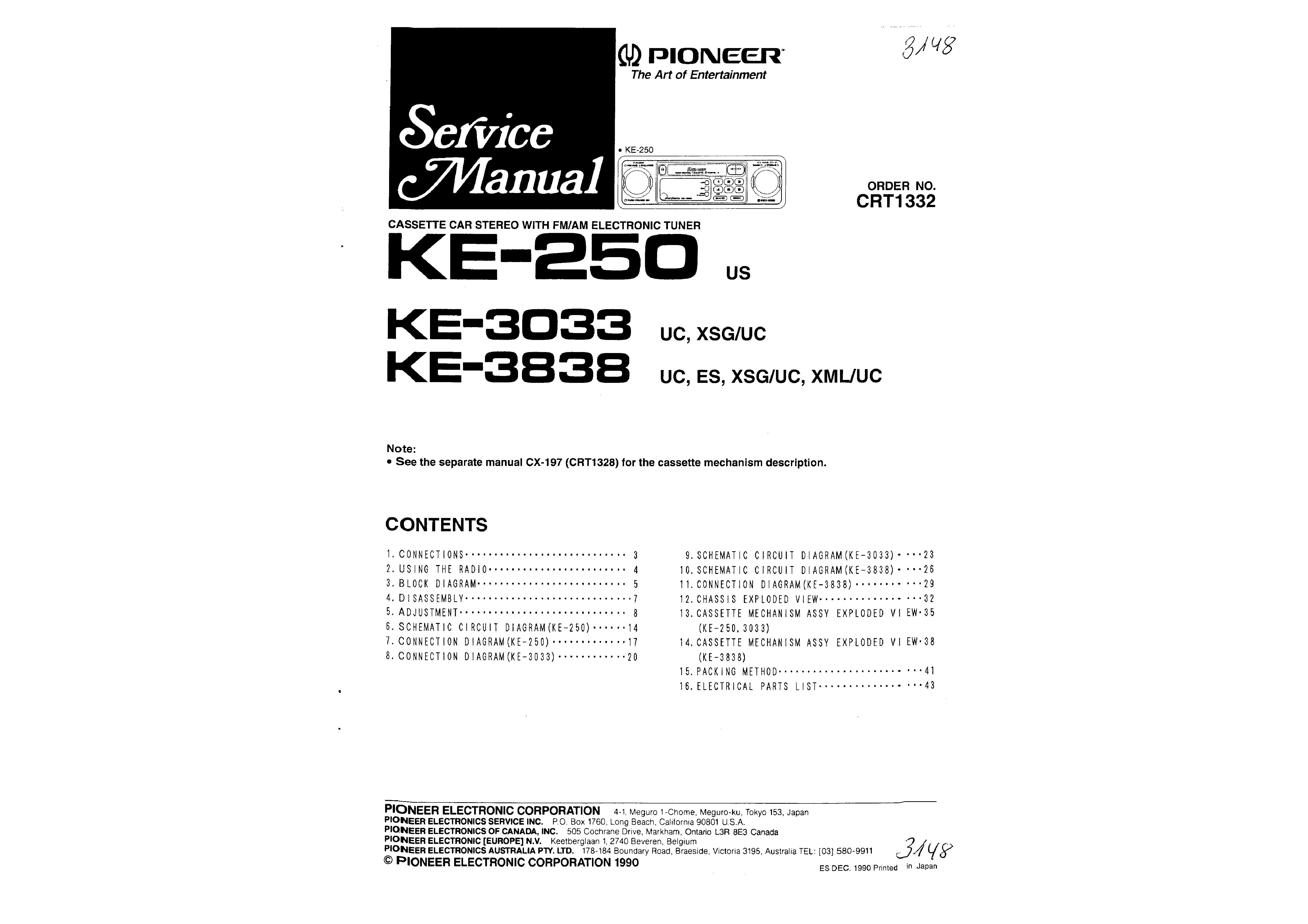 PIONEER KE-3838 - Service Manual Immediate Download pioneer wiring diagram 3 d 
